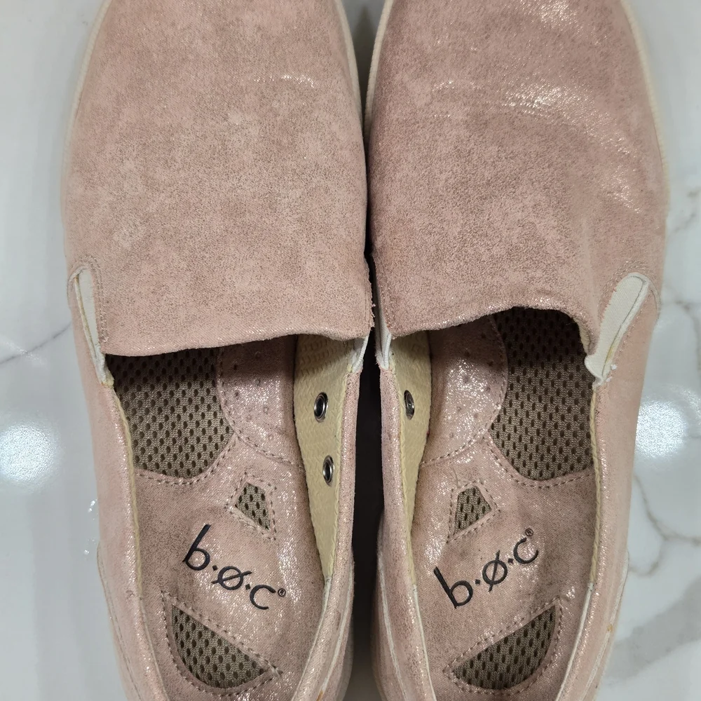 B.O.C Womens Slip On Shoes Rose Pink Metallic Shimmer Size 7